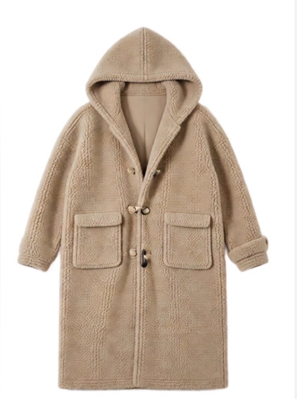 Nasty Gal Beige Teddy Jacket with Hood